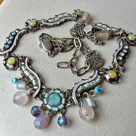 AYALA BAR ADJUSTABLE NECKLACE W/LONG EXTENDER BLUE LILAC PURPLE GREEN RHINESTONE - Picture 4 of 16